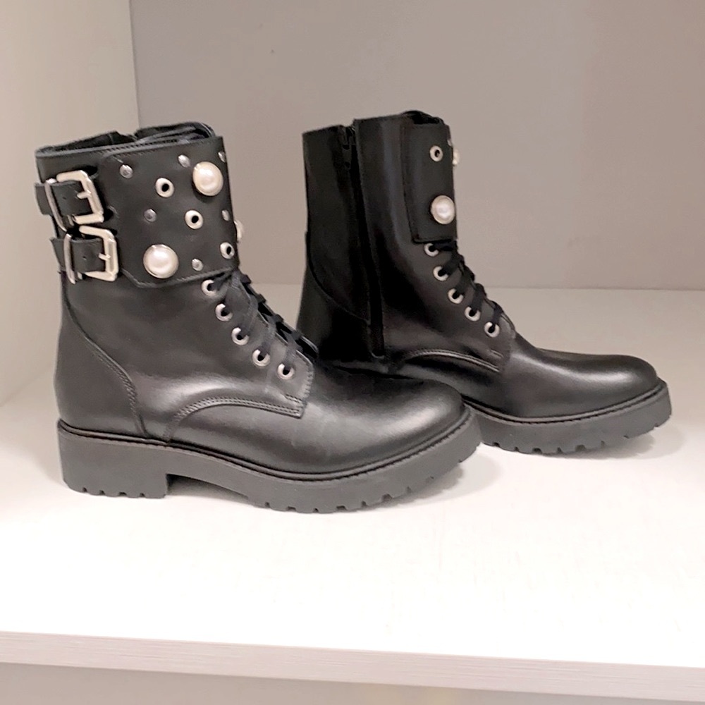 Girotti military boots with pearls